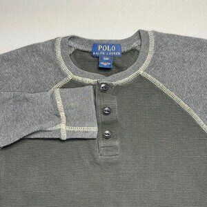 Polo Ralph Lauren Boys Gray on Gray Waffle Knit Long Sleeve Shirt Size 8